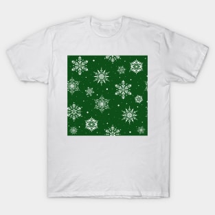 Christmas Folk Snowflakes2 Green T-Shirt